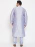 Vastramay Men's Plus Size Lavender Silk Blend Kurta Pyjama Set